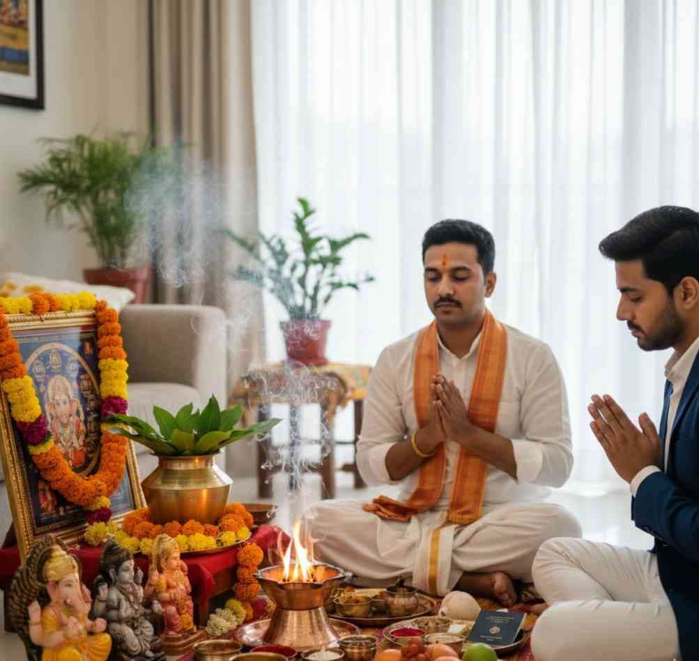 Book Abroad Travel Puja Online | Videsh Yatra Puja at Home | Foreign Trip Puja & Visa Success Puja Booking